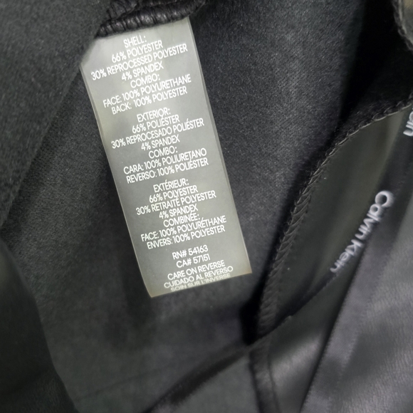 Calvin Klein Belted Jumpsuit Black Dressy Event Career Wear Size 6 Faux Leather - Picture 4 of 6